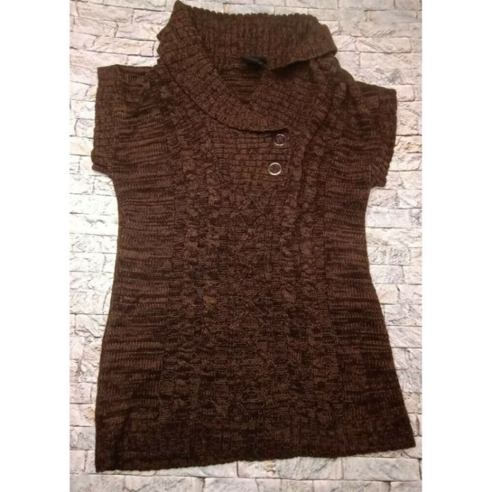Hooked Up by I.O.T. Womens Brown Short Sleeve Sweater  Size L